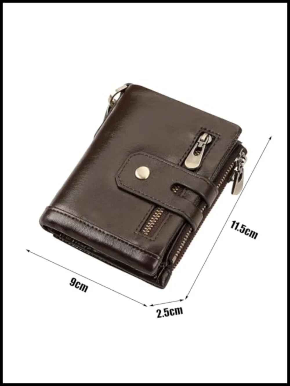 Genuine Leather Anti-Theft Wallet with Chain Men Biker Trifold RFID Wallet